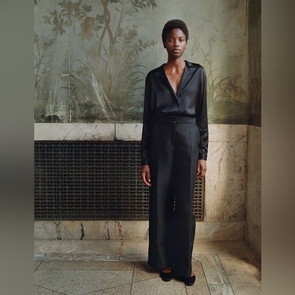 Attersee Black Wide Leg Trouser Pants Linen Blend - Picture 11 of 11